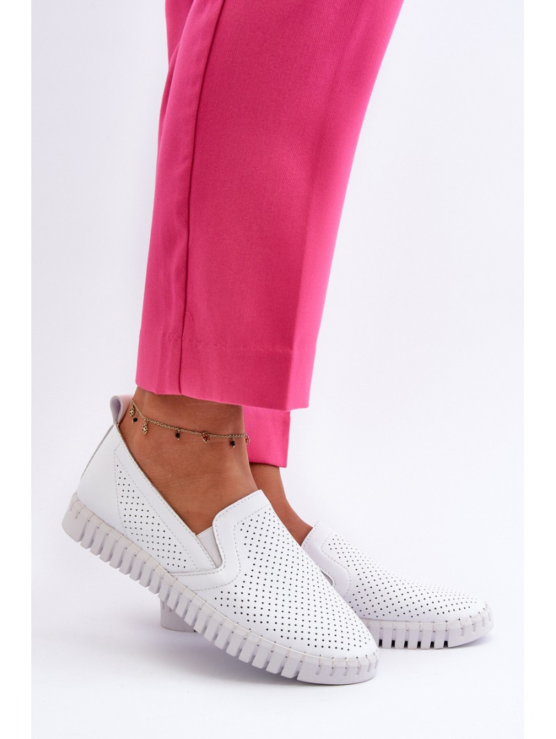 White Women's Leather Cut-out Shoes Darnissa