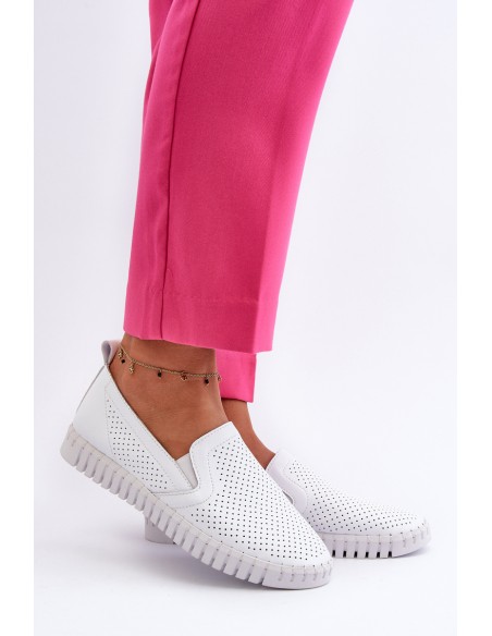 White Women's Leather Cut-out Shoes Darnissa