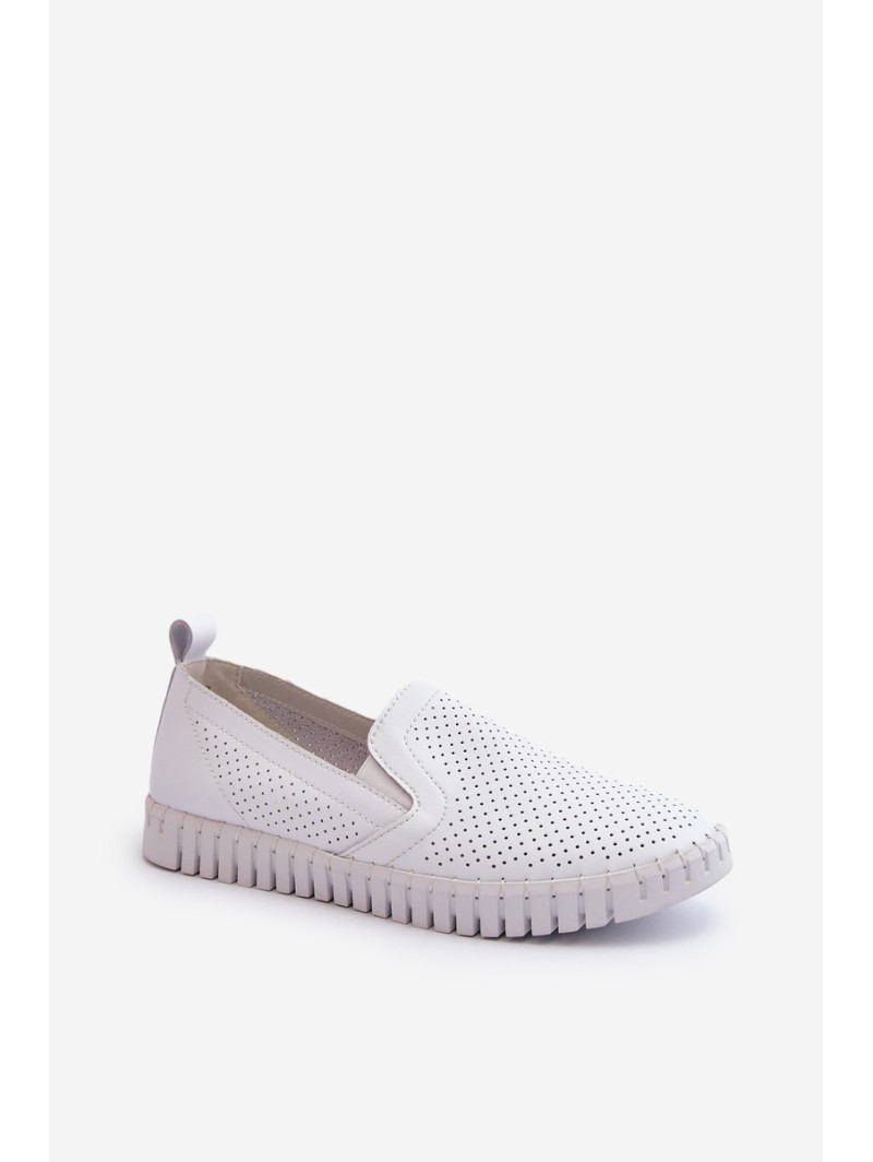 White Women's Leather Cut-out Shoes Darnissa
