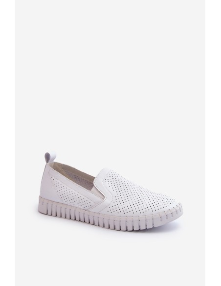 White Women's Leather Cut-out Shoes Darnissa