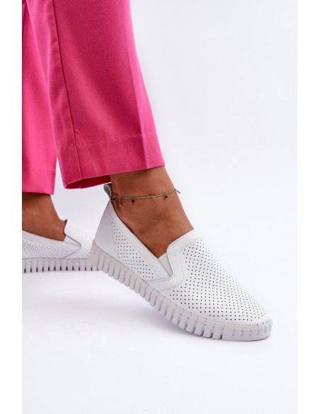White Women's Leather Cut-out Shoes Darnissa