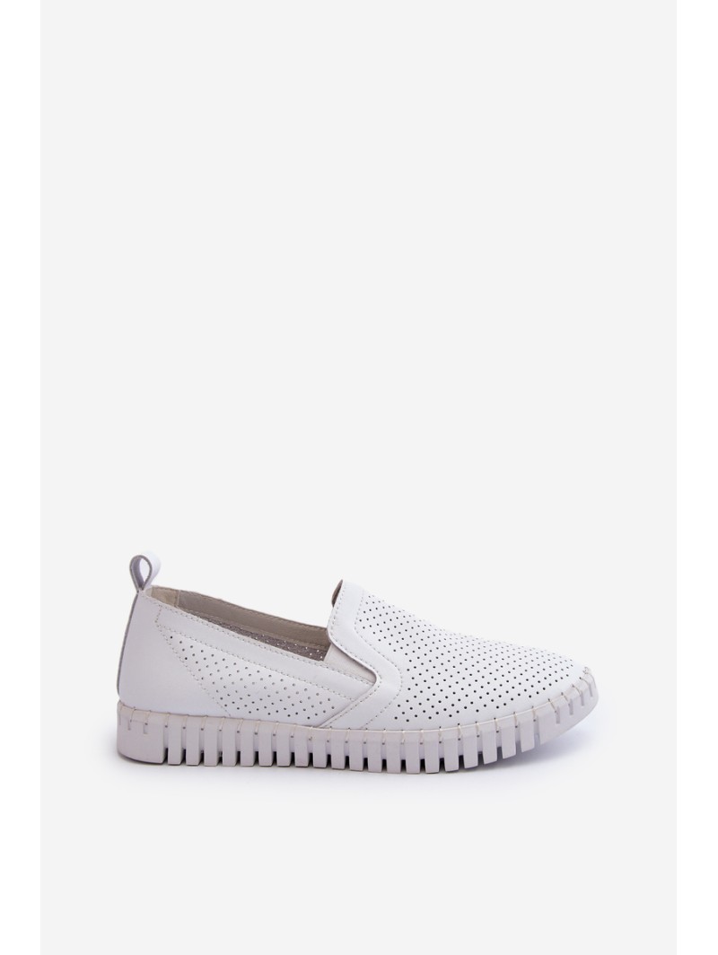 White Women's Leather Cut-out Shoes Darnissa