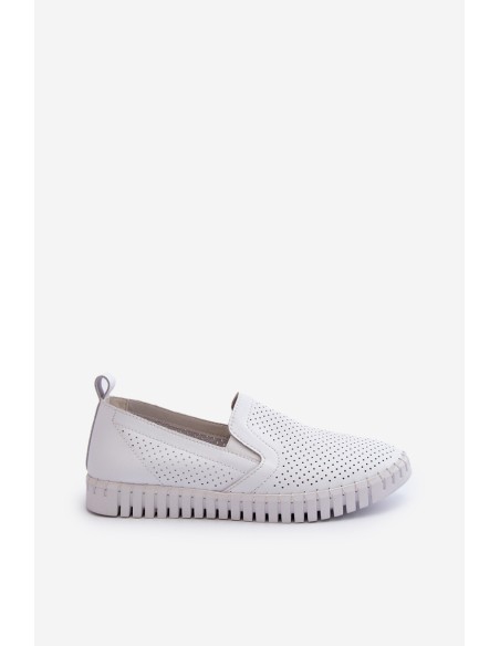 White Women's Leather Cut-out Shoes Darnissa