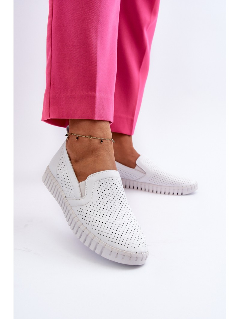 White Women's Leather Cut-out Shoes Darnissa
