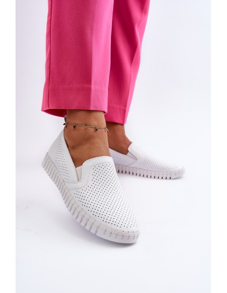 White Women's Leather Cut-out Shoes Darnissa