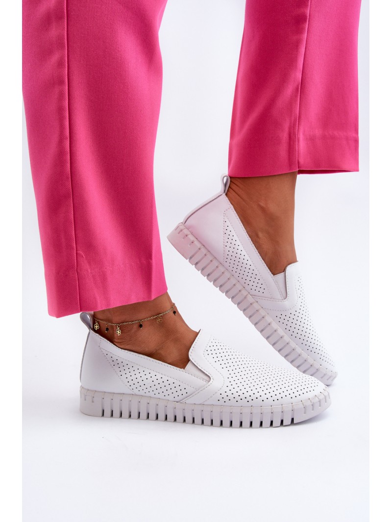 White Women's Leather Cut-out Shoes Darnissa