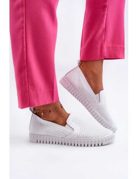 White Women's Leather Cut-out Shoes Darnissa