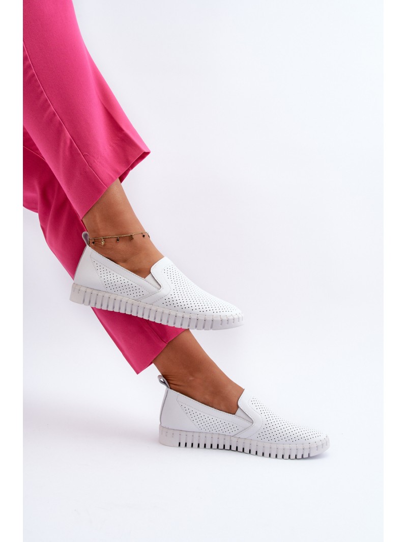 White Women's Leather Cut-out Shoes Darnissa