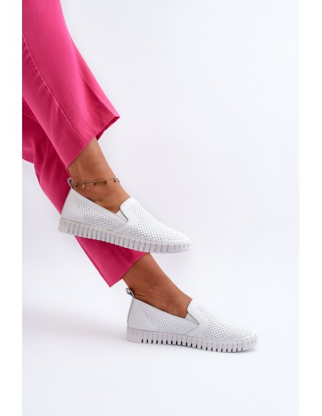 White Women's Leather Cut-out Shoes Darnissa
