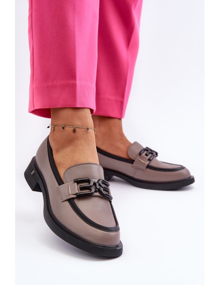 Elegant Leather Women's Moccasins Dark Beige Triana