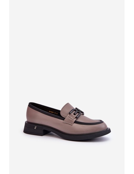 Elegant Leather Women's Moccasins Dark Beige Triana