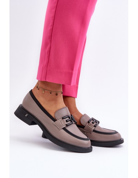 Elegant Leather Women's Moccasins Dark Beige Triana