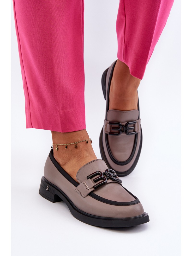 Elegant Leather Women's Moccasins Dark Beige Triana