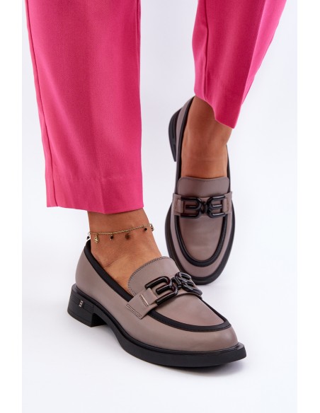 Elegant Leather Women's Moccasins Dark Beige Triana