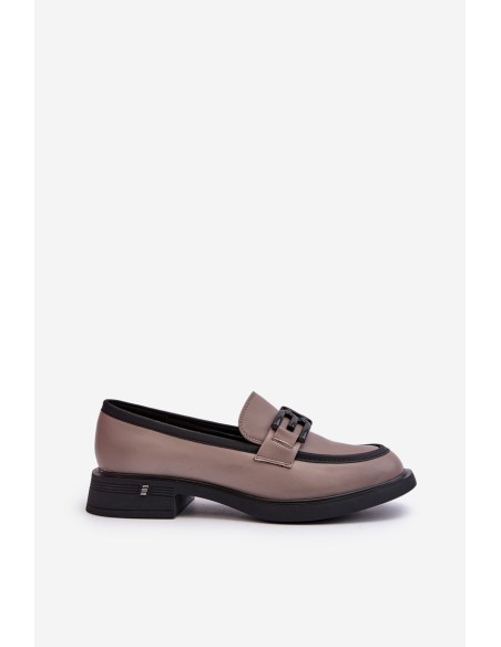 Elegant Leather Women's Moccasins Dark Beige Triana