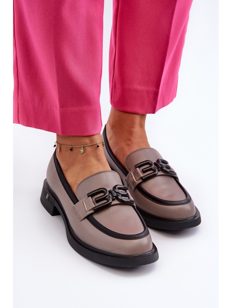 Elegant Leather Women's Moccasins Dark Beige Triana