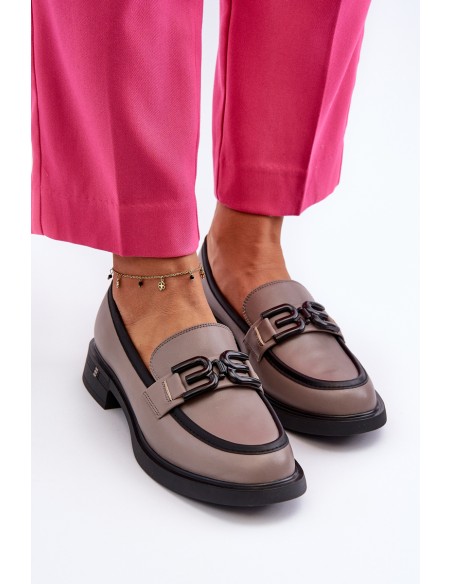 Elegant Leather Women's Moccasins Dark Beige Triana