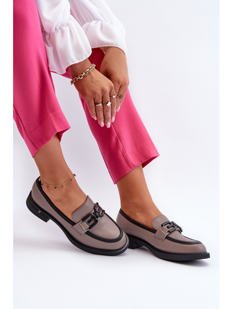 Elegant Leather Women's Moccasins Dark Beige Triana