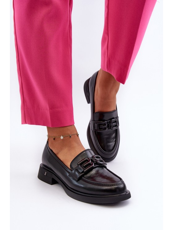 Elegant Black Leather Women's Moccasins Triana