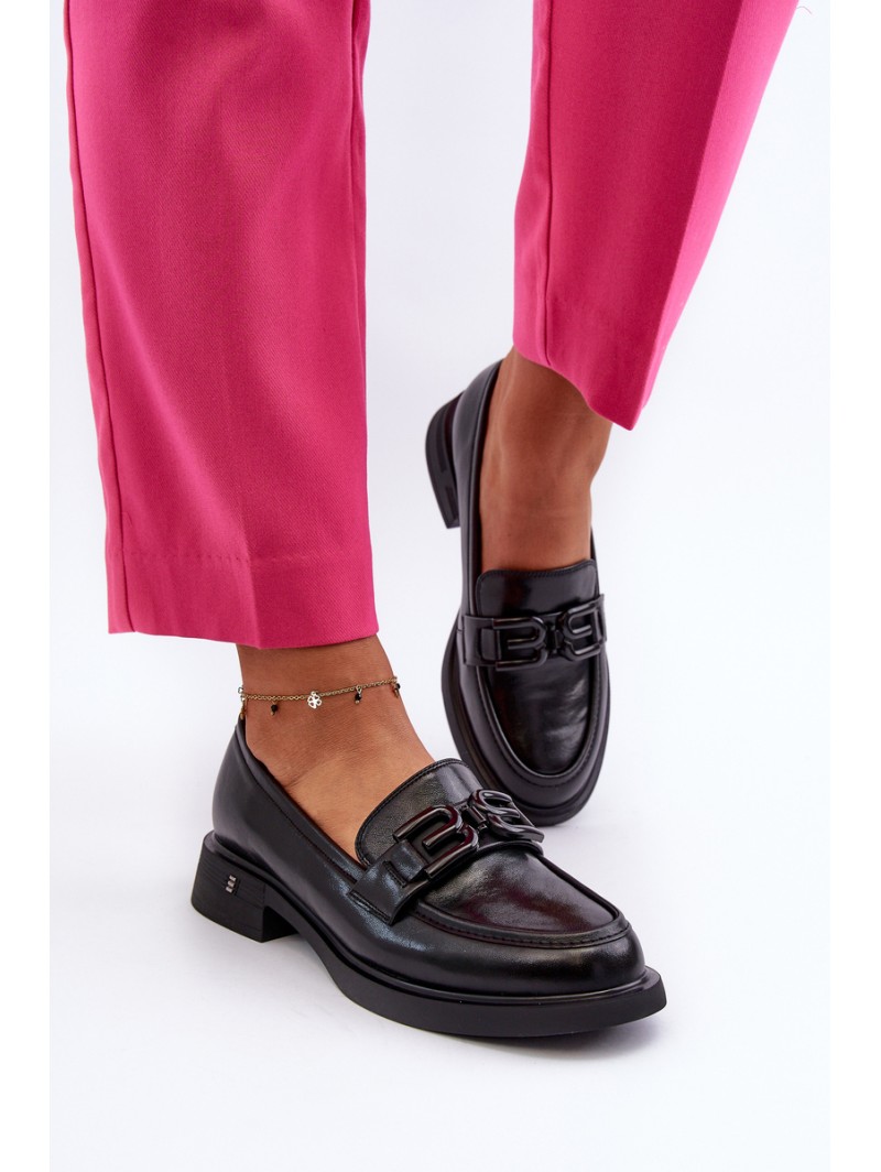 Elegant Black Leather Women's Moccasins Triana