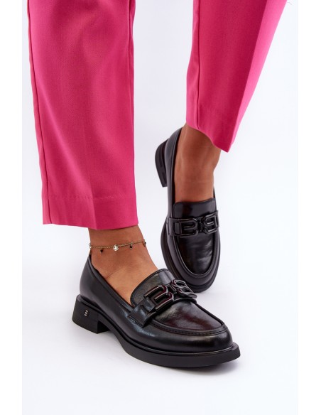 Elegant Black Leather Women's Moccasins Triana