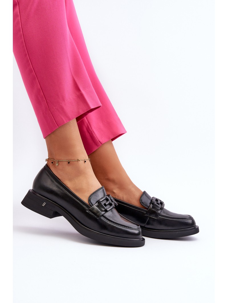 Elegant Black Leather Women's Moccasins Triana