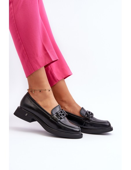 Elegant Black Leather Women's Moccasins Triana
