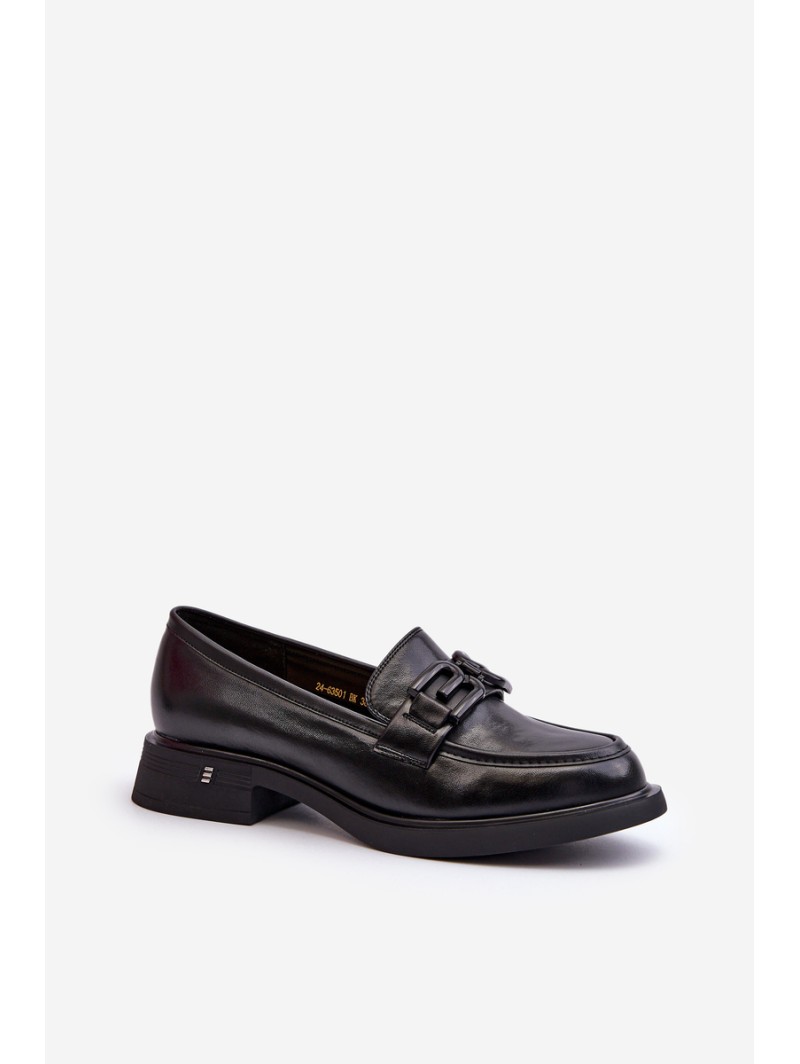 Elegant Black Leather Women's Moccasins Triana
