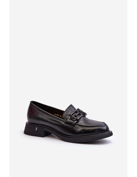 Elegant Black Leather Women's Moccasins Triana
