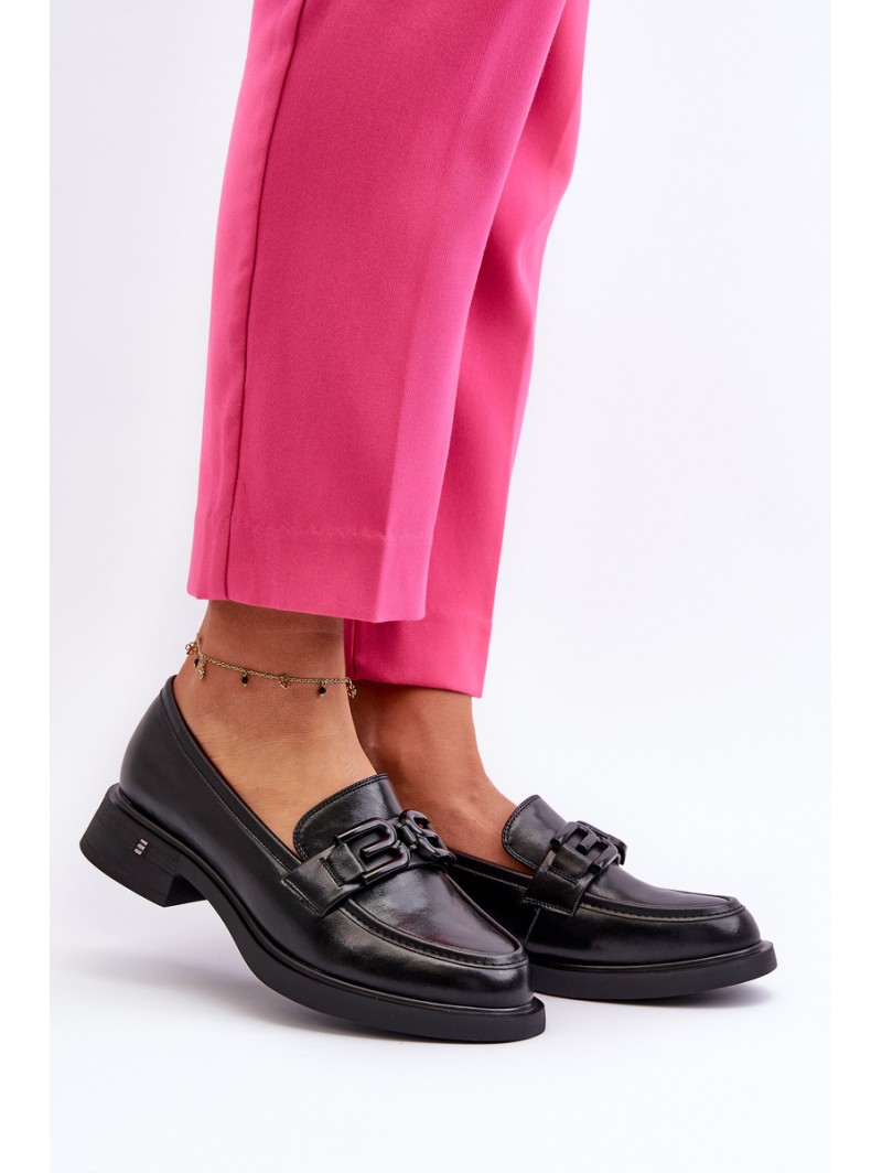 Elegant Black Leather Women's Moccasins Triana