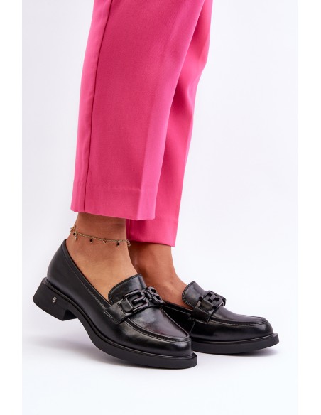 Elegant Black Leather Women's Moccasins Triana