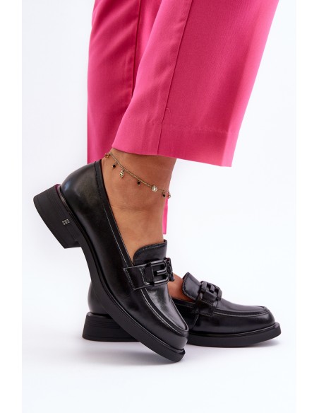 Elegant Black Leather Women's Moccasins Triana