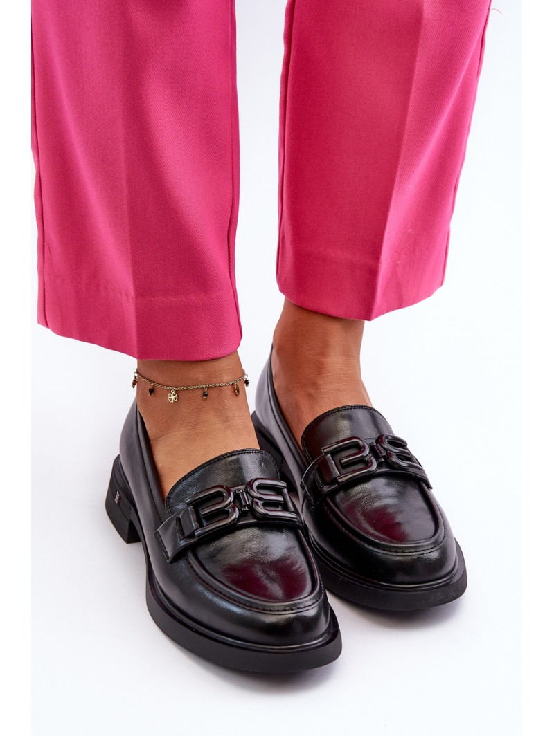 Elegant Black Leather Women's Moccasins Triana