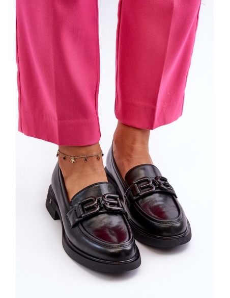 Elegant Black Leather Women's Moccasins Triana