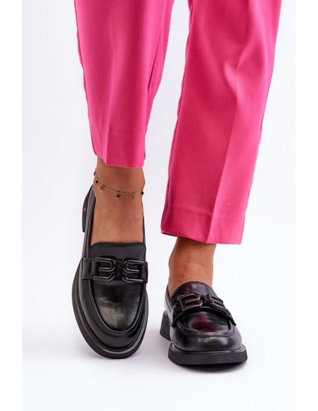 Elegant Black Leather Women's Moccasins Triana