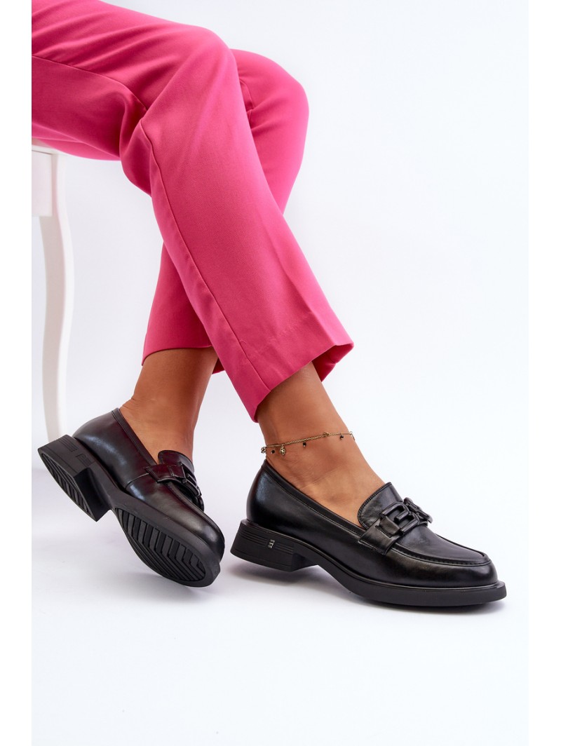 Elegant Black Leather Women's Moccasins Triana