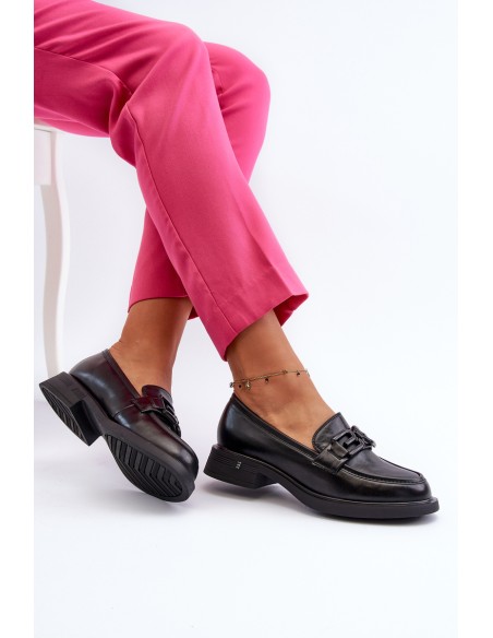 Elegant Black Leather Women's Moccasins Triana