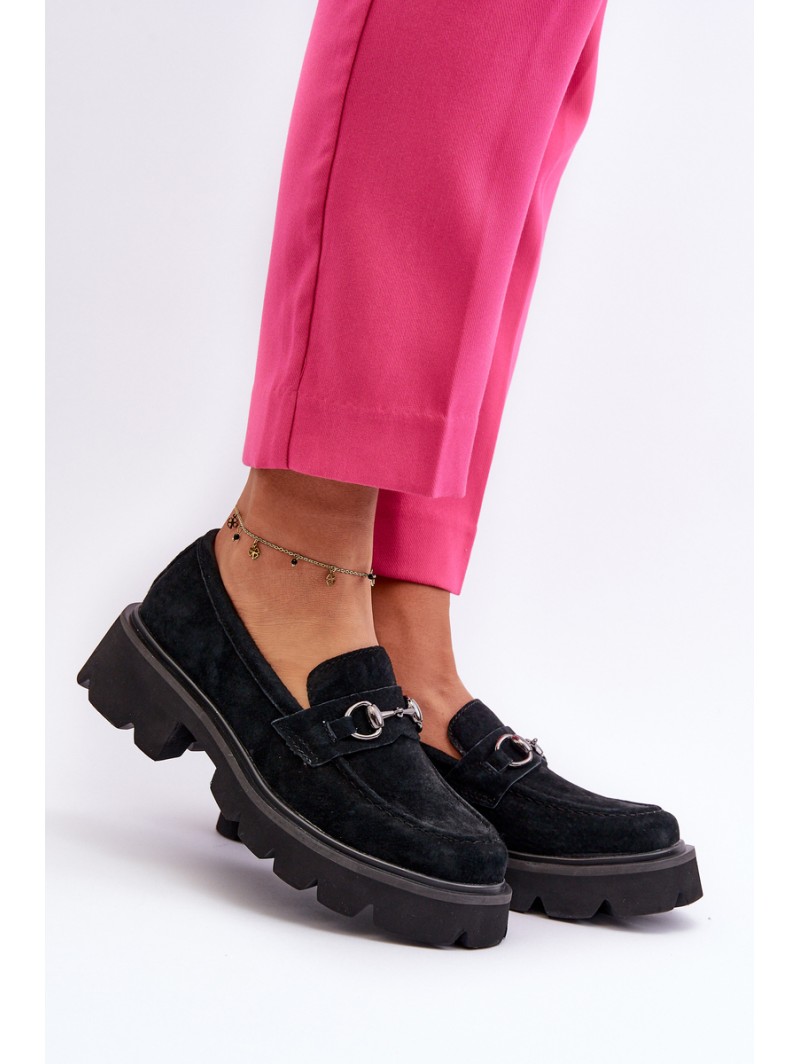 Massive Women's Suede Moccasins Black Neloria