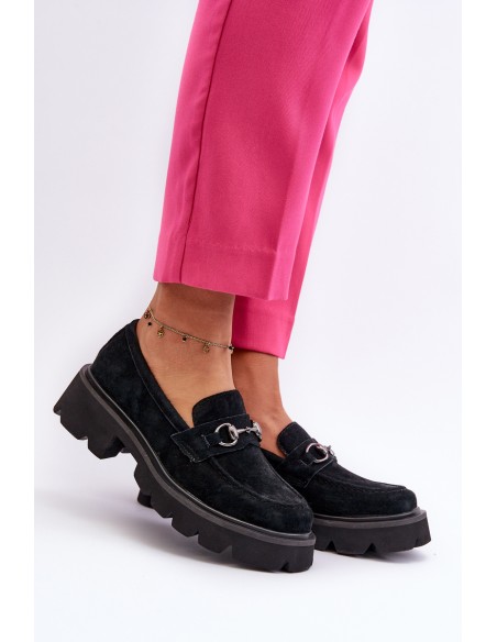 Massive Women's Suede Moccasins Black Neloria