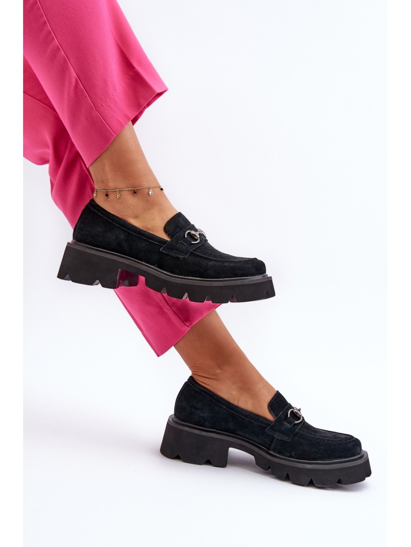 Massive Women's Suede Moccasins Black Neloria