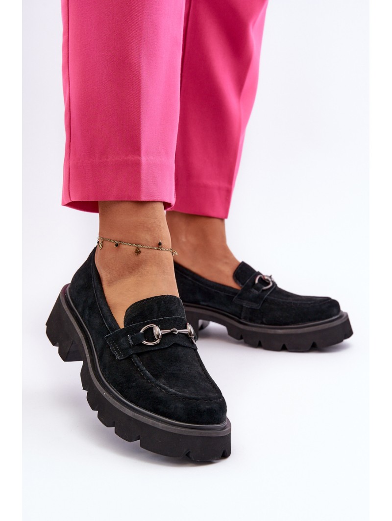 Massive Women's Suede Moccasins Black Neloria