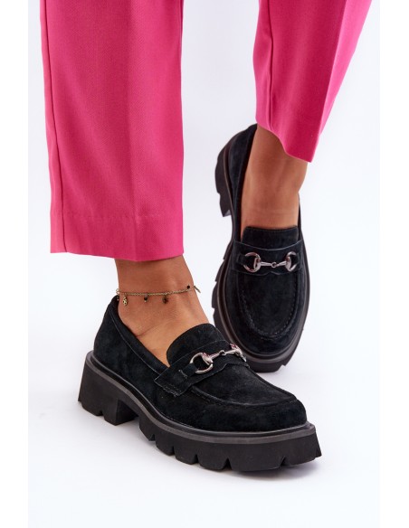 Massive Women's Suede Moccasins Black Neloria