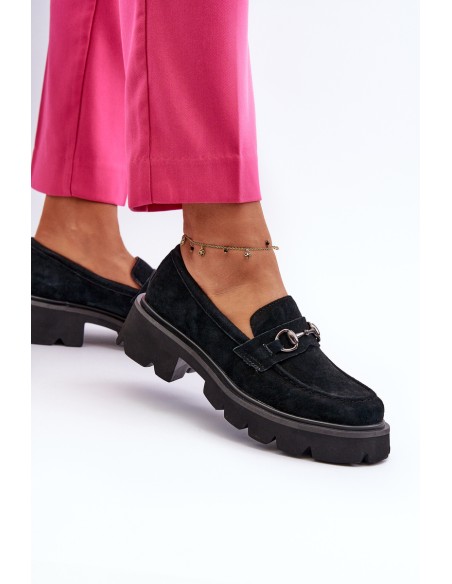 Massive Women's Suede Moccasins Black Neloria