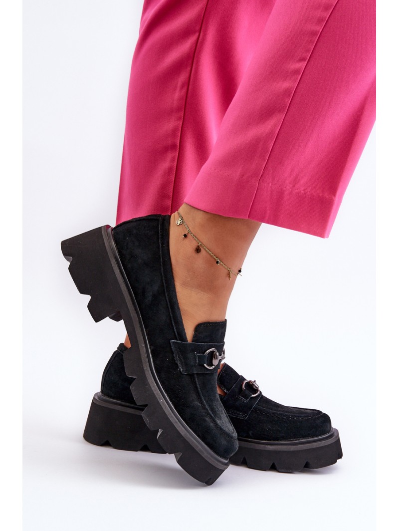 Massive Women's Suede Moccasins Black Neloria