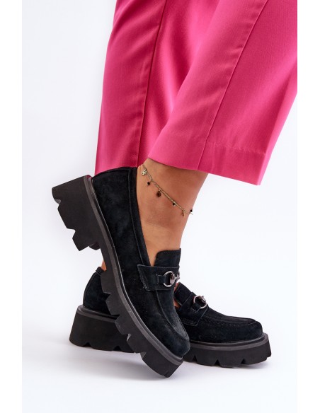 Massive Women's Suede Moccasins Black Neloria
