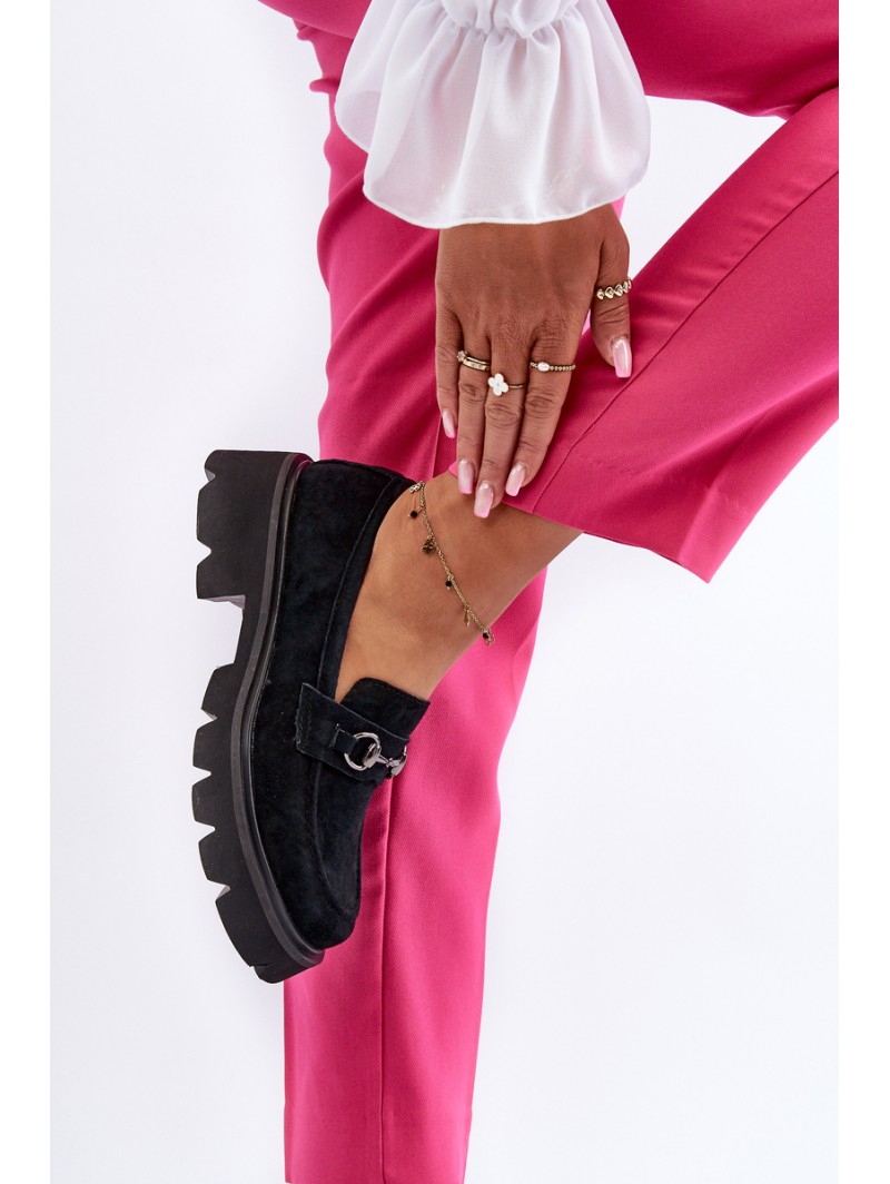 Massive Women's Suede Moccasins Black Neloria