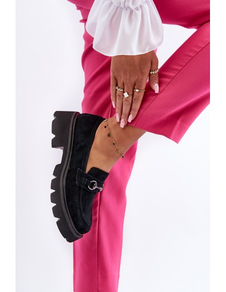 Massive Women's Suede Moccasins Black Neloria