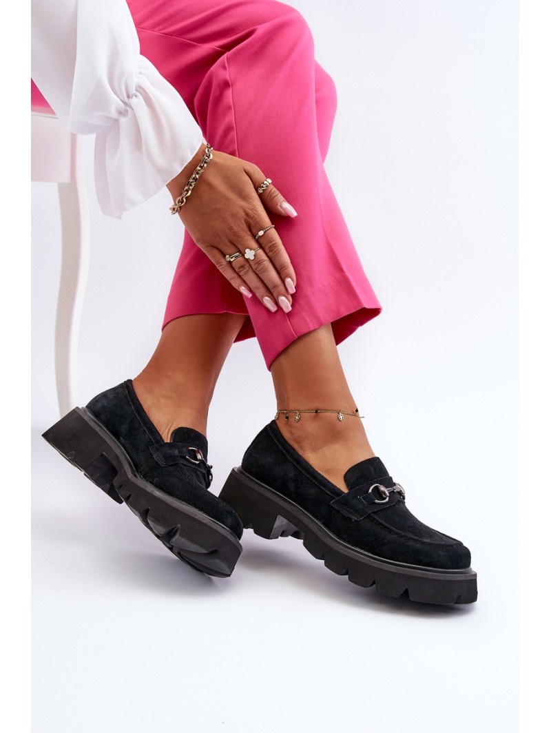 Massive Women's Suede Moccasins Black Neloria