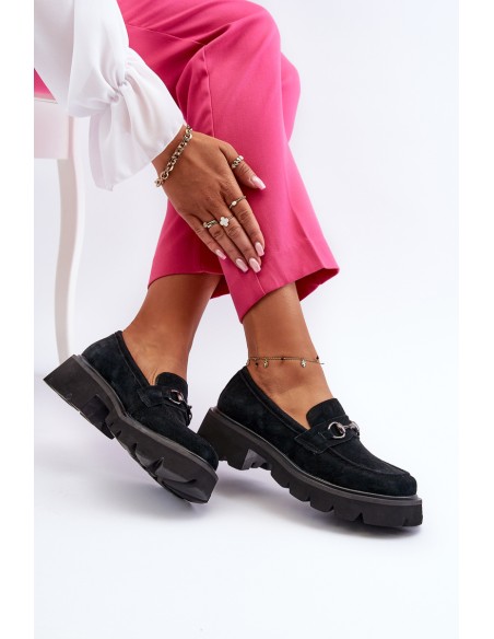 Massive Women's Suede Moccasins Black Neloria