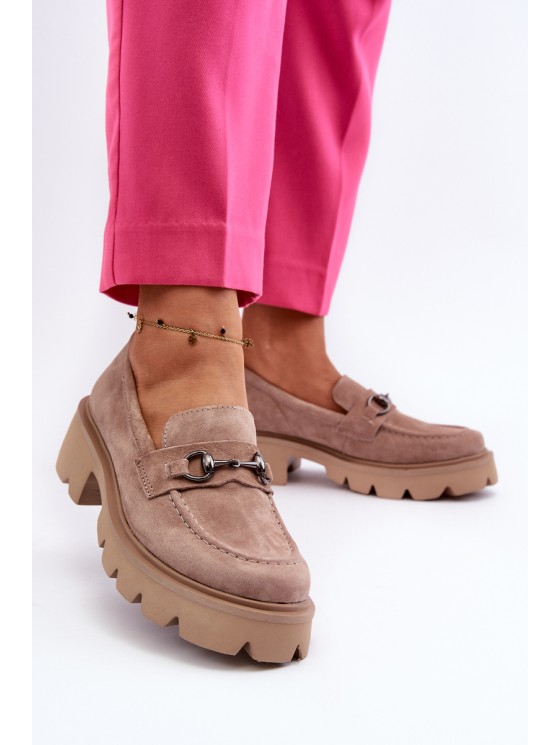 Chunky Women's Suede Moccasins Beige Neloria